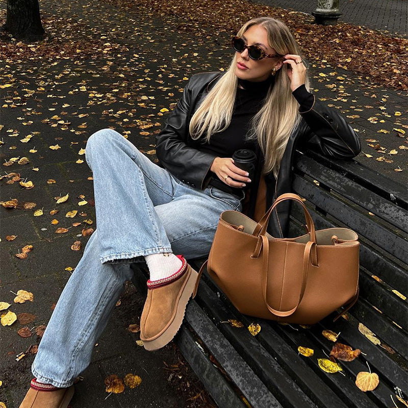 Leather Shoulder Bag for Women Niche Tote Bag